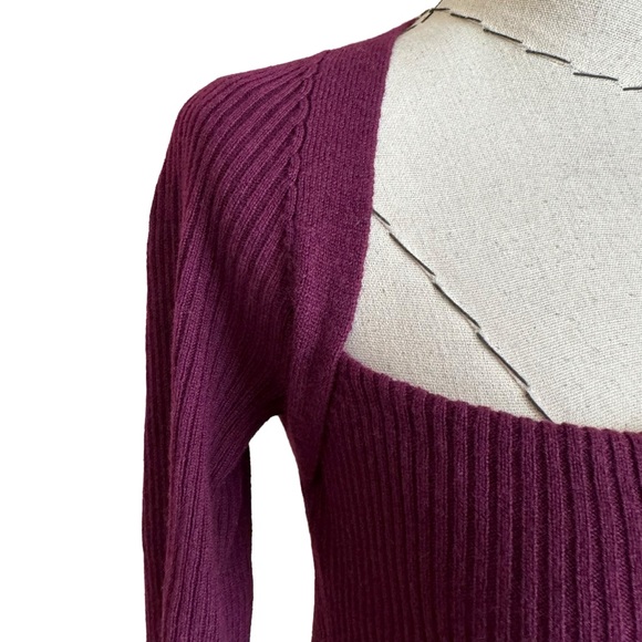 The Sei Womens Square Neck Wool & Cashmere-Blend Plum Sweater Top - Picture 3 of 11
